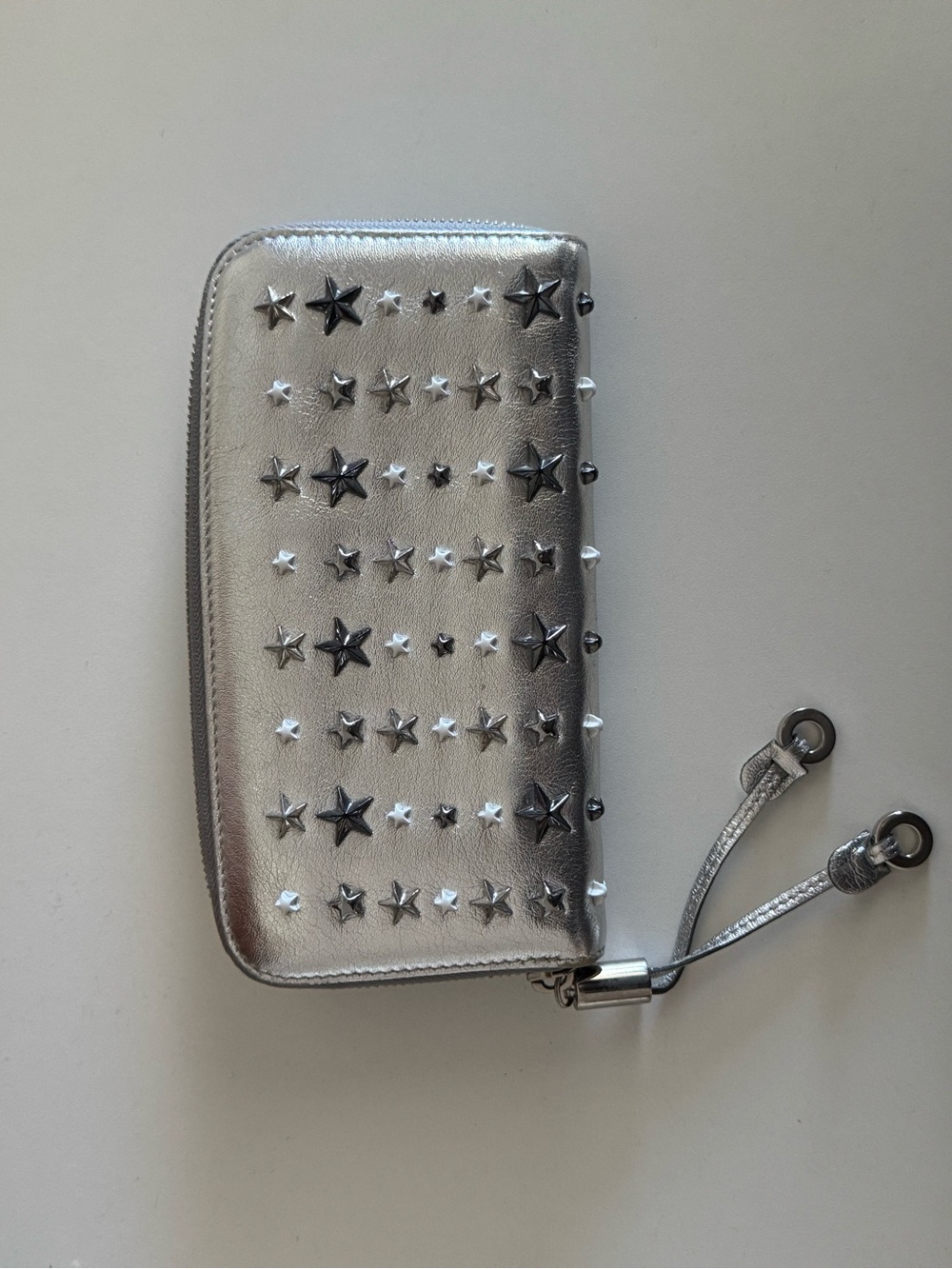 Jimmy Choo Silver Star-Embellished Zip Wallet